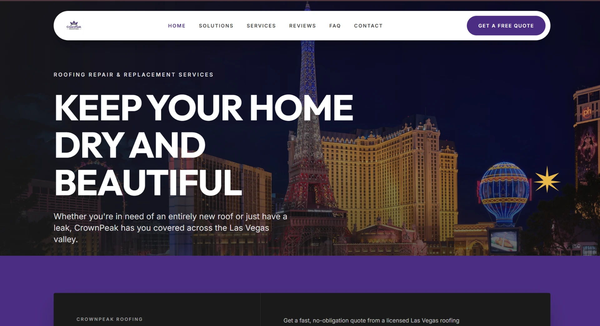 Crown Peak Roofing website design